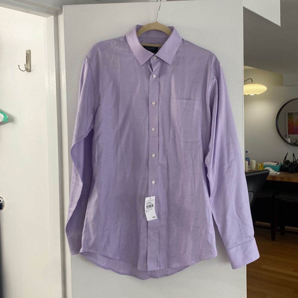 Never worn new with tags, Nordstrom, men’s purple dress shirt, size L